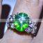 11x9 MM Green Star Sapphire Ring Lab-Created Sterling Silver 92.5 Size 5.75