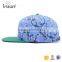 Custom Fashion Flower Floral Fabric Snapback Cap With Leather Strap Metal Adjustable