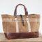 Custom high quality waxed canvas tote bag with leather handles unisex