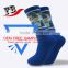 compression men running socks printing sports socks blue crew socks