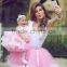 SMDA10 Pretty Girl First Communion Dress Lace Edged Pink Mother and Child Dresses for party