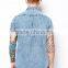 fashion hot sale light blue acid washed denim short shirts JXF060