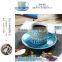 Jingdezhen hand drawing Latte machiatto coffee cup with plate and spoon                        
                                                                                Supplier's Choice
