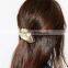 Simple Korean Style Black Band Big Gold Plated Leaf Pendant Hair Bands For Women