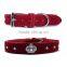 Western Rhinestone Bling Crown Cowhide leather Puppy Pet Dog collars