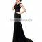 2016 New Summer Ltalian High Quality Long Black Evening Dress Elegant Ladies Sexy Floor-Length Long Black Evening Dress