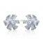 Elegant white cubic zircon stud earring flower design white gold plated jewelry