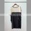 100% silk contrast color dress with beaded round collar