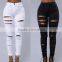 2017 new high waist street distressing denim jeans stretch fit brand pants for feminina