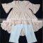 Children sets girls ruffle outfit top and capri back to school clothing set korean kids clothes wholesale