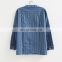 Female long striped denim coat women coat