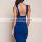 High quality wide strap bodycon tee dress lady, bra open Nylon dress