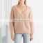 Autumn winter season deep V-neck long sleeves women sweater big pocket warmer sweater KMY1106