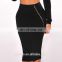 latest fashion plain blank high waist side zipper bodycon sexy pencil skirt for women