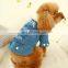 Pet dog Cat Clothes turn-down collar puppy English alphabet cowboy Denim coat