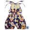 Girls Black Flower Lace Collar Rompers Cotton Kids Frock Jumpsuit New born Baby Clothes