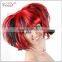 short black and red synthetic ponytail halloween wigs