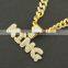 New Design 26 English Letter Pendant Jewelry Hiphops Cuban Chain 18K Gold Plated Zircon Necklace