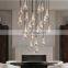 Luxury Water Drop Decorative Modern Long Multi Light Led High Ceilings Crystal Staircase Chandeliers Light