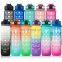 Workout Sport Custom Logo Insulated Straw Strainer Tritan 1L Plastic Motivational Water Bottles with Time Marker