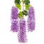 Amazon Custom Silk Vine 12 Colors 110 Cm Long Artificial Wisteria Flower Plastic Wall Hanging Rattan For Wedding Decoration