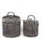 Multiuse Black Woven Water Hyacinth Plant Holder Set Of 2 Storage Laundry  Planter Basket With Easily Carring Handle