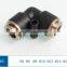 Plastic and brass pneumatic Tee fittings/push in fittings