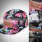 Floral sublimation printing caps, Leather embossed patch hats, Metal buckle leather strap snapback caps