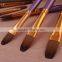 10Pcs Blue Wood Handle 24K Gold Plating Circle Nylon Filbert Hair Paint Brush Pen Set