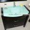 Black Bathroom Cabinet Green Glass Wash Basin Bathroom Furniture No.1004C