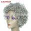 In stock silver grey wig, low price 100% human hair fashional short wig for women