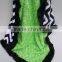 Personalized Black Chevron With Green Swirl Minky Black Ruffled Baby Minky Blanket