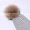 Women fashion beanie hat with fur ball/raccoon fur ball beanie hat KZ160047
