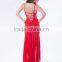 Professional printed mature women black long style evening dress online shopping