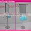 A1 Poster Stand, Snap Open, 2 Literature Trays, Round Base - silver