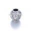 X325 Wholesale Engravable Silver Heart Charms Beads With Zircon