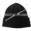 100% acrylic soft beanie hat with fashion metal letter trims attached on cuff wholesale factory  china