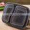 High quality 2 dividers black plastic food bento boxes