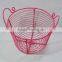 Metal Wire Pet Egg Basket With Handles