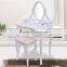 Wooden 4-Drawer Vanity Table in White W/ Stool and Cheval Mirror
