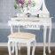 Wooden 4-Drawer Vanity Table in White W/ Stool and Cheval Mirror