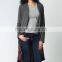 OEM Korean Style Designs Women Fashion Long Sleeve Charcoal Plaid-Hem Drape Sweater Cardigan