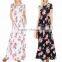 Wholesale Plus size Short sleeve round neck elastic waist floral print maxi dress with inseam pockets
