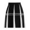 Color-block box pleats stripes women elegant long skirts