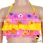 Children Bright Colorful Ruffle Halter Wrap Chest Top Matching Dress Little Girl Separable Swimwear Beach Clothes Set