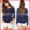 100% Cotton Regular Fit Star Print Sweatshirt Women Custom Sweatshirt