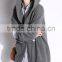 Women's fashion grey thick long hoodie cardigan sweater with high quality