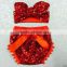 Red sequin bloomers baby girls outfit baby bloomers matching headband clothes nappy set