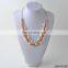 Layered fashion gold necklace jewelry multi color freshwater pearls necklace with rose quartz