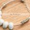 Fashion Hand Woven Ice Crack Ceramic Bracelet Five white Bead Simple hand Chain National Style Rope women Jewelry